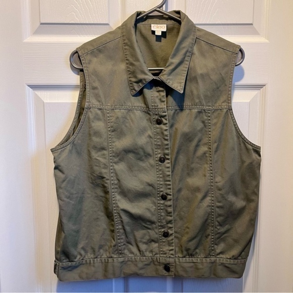 3/25$💥 Cleo vest denim green top Women XL sleeveless summer shirt cami tank